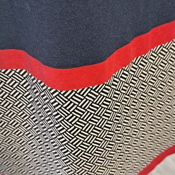 Talbots Size Medium Tunic Top Navy w Red/Cream Accents - Picture 2 of 10